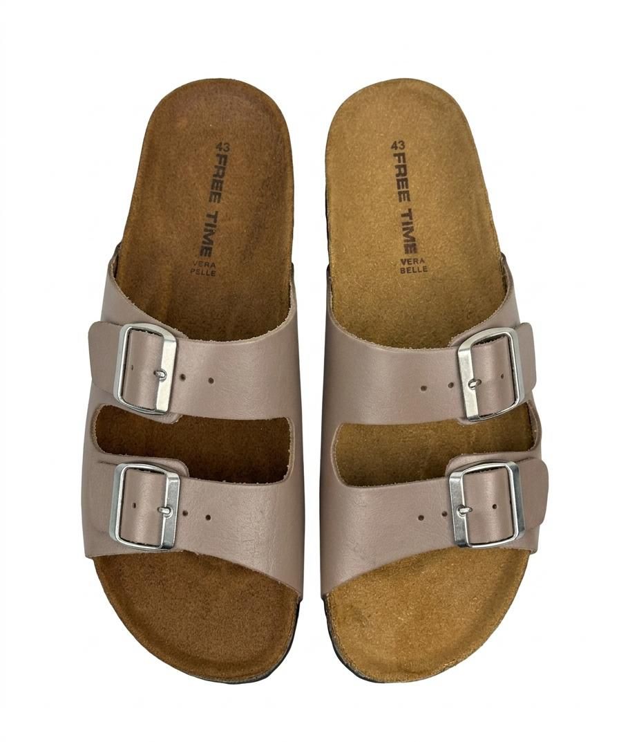 SANDALO FREE TIME IN VERA PELLE: BEIGE