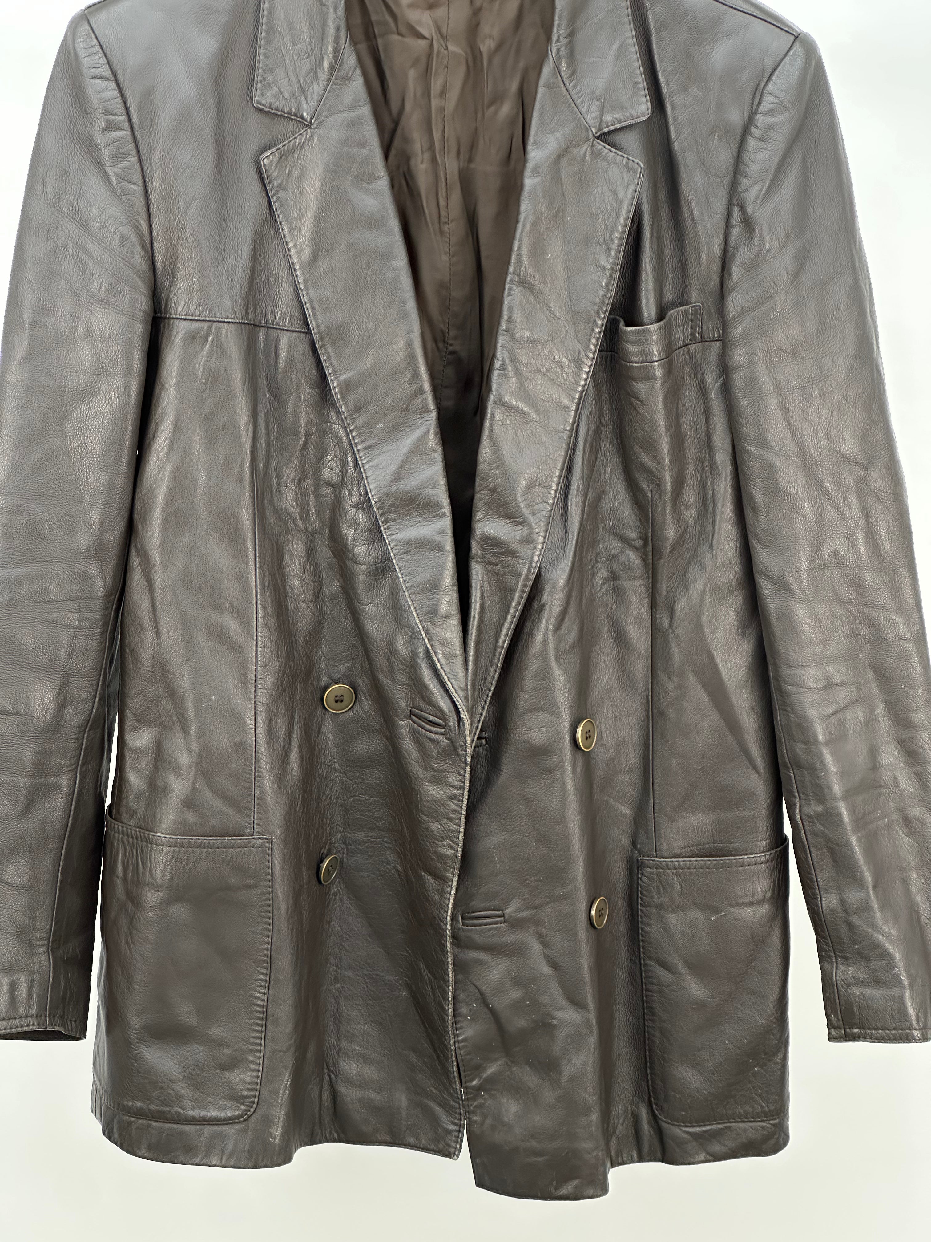 DOUBLE BREASTED GENUINE LEATHER JACKET FOR WOMEN