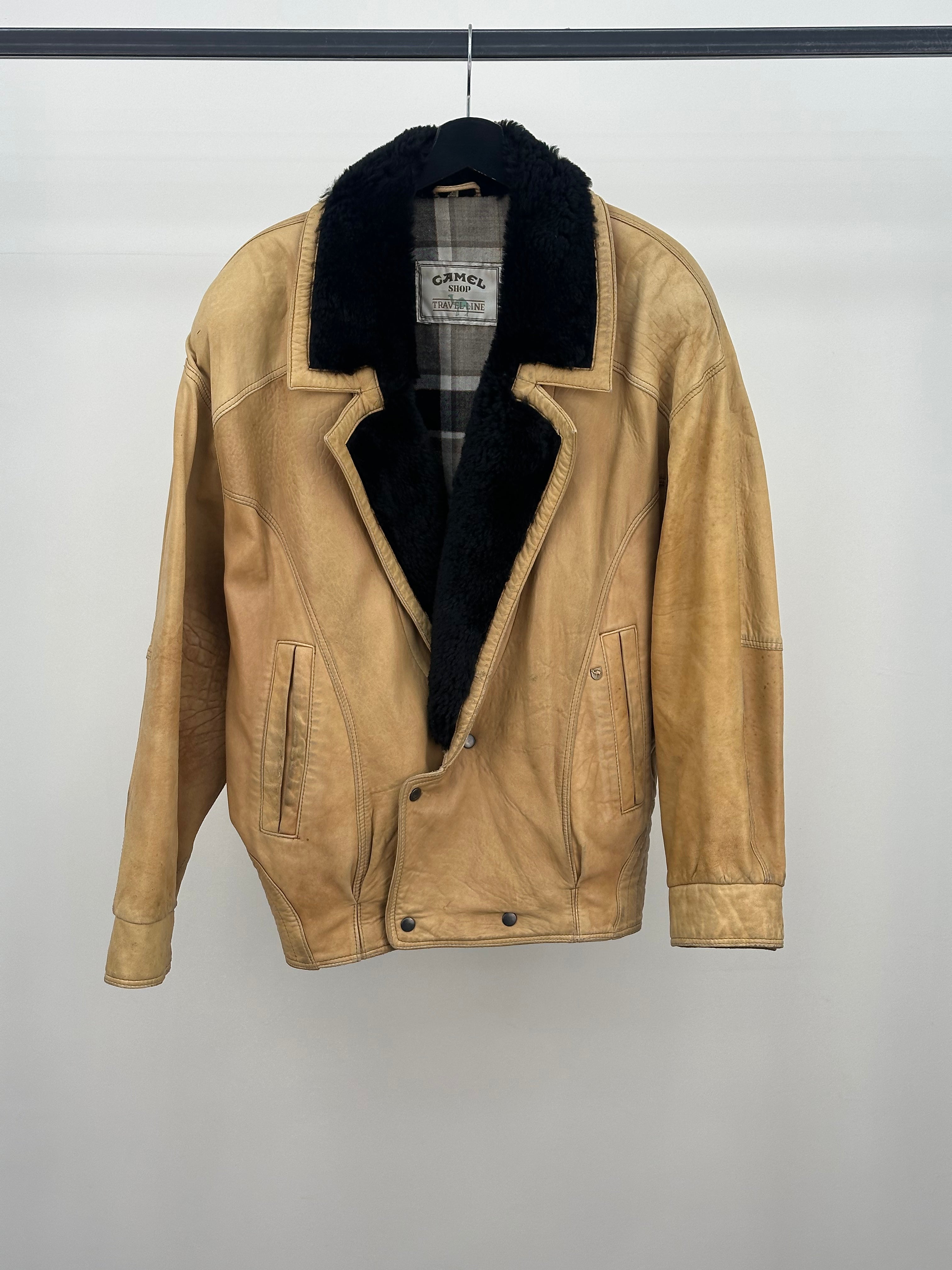 CAMEL JACKET IN REAL LEATHER