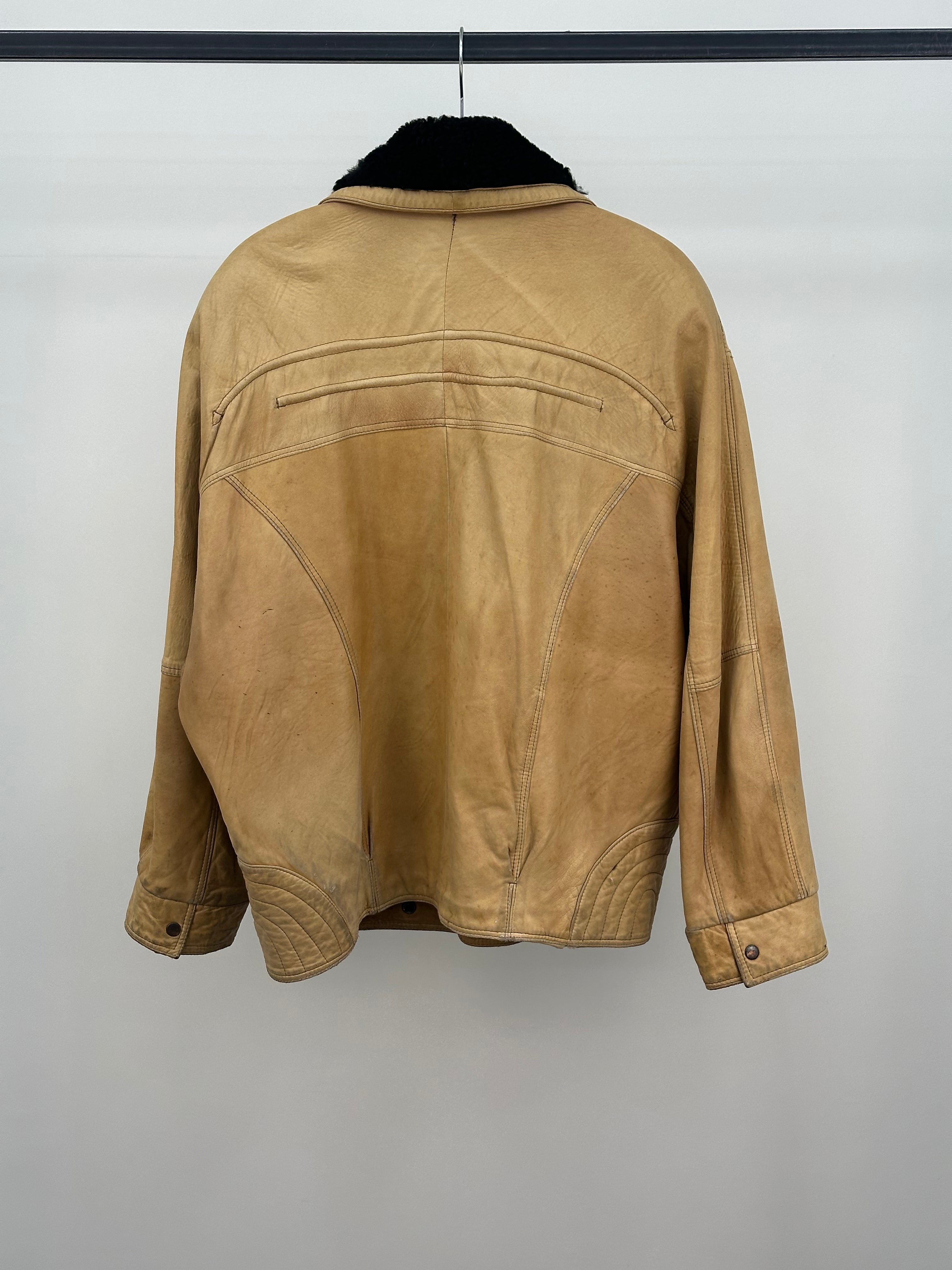 CAMEL JACKET IN REAL LEATHER