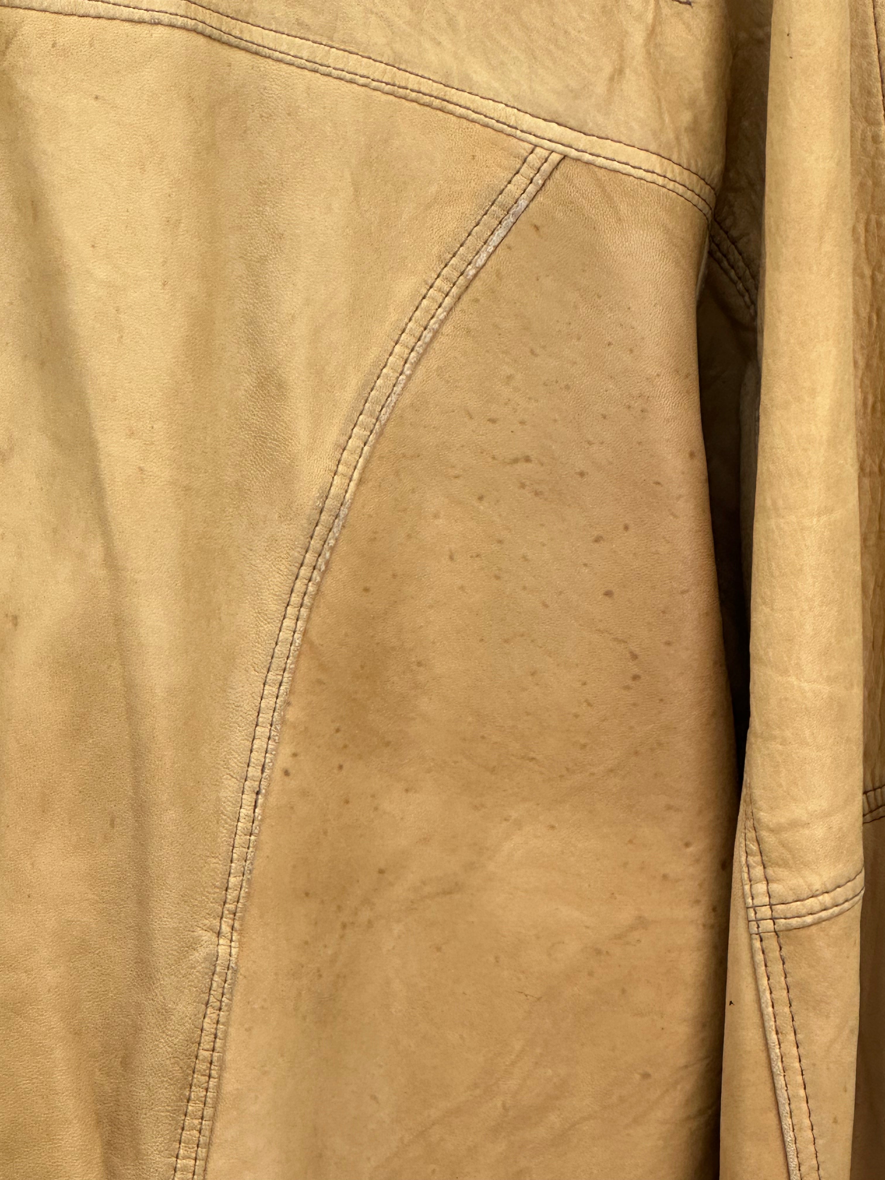 CAMEL JACKET IN REAL LEATHER