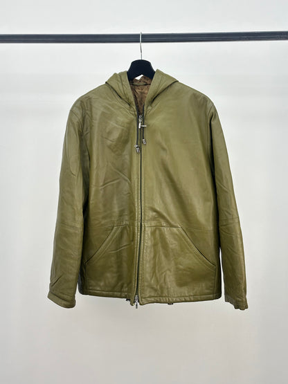 GENUINE LEATHER HOODED JACKET