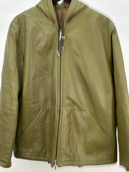 GENUINE LEATHER HOODED JACKET