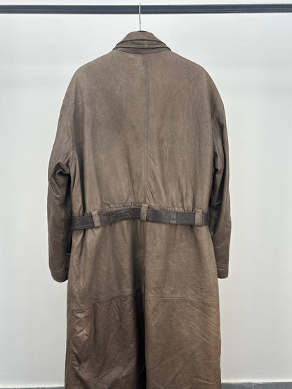 UNISEX LONG GENUINE LEATHER TRENCH COAT